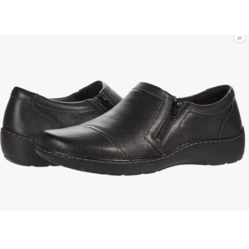 Clarks Cora Giny Textured Leather Cushioned Loafer